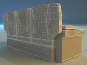 leather corner sofa wood decor 3D Model