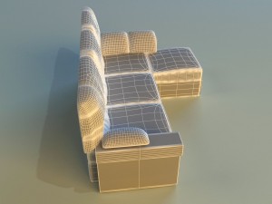 leather corner sofa wood decor Model 3D