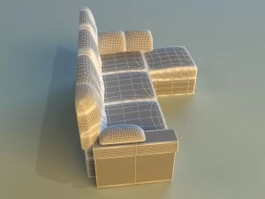 leather corner sofa wood decor 3D Model