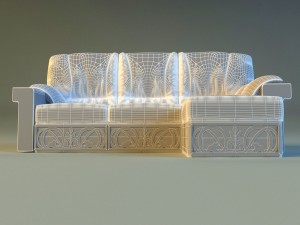 leather corner sofa wood decor Model 3D