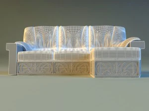 leather corner sofa wood decor 3D Model