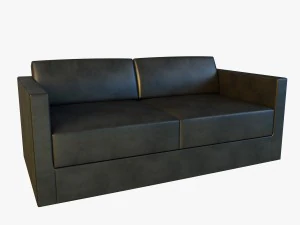 sof&aacute; couro preto moderno Modelo 3D