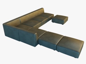 leather corner sofa big 3D Model