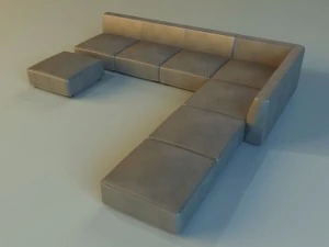 leather corner sofa big 3D Model
