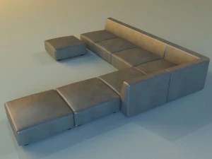 leather corner sofa big 3D Model
