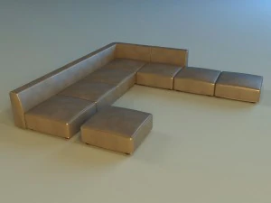 leather corner sofa big 3D Model