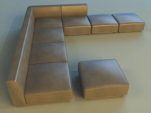 leather corner sofa big 3D Model