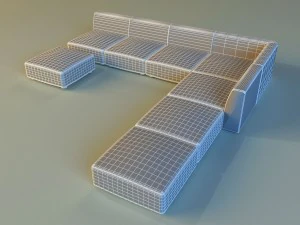leather corner sofa big 3D Model