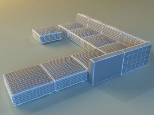 leather corner sofa big 3D Model