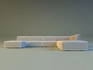 leather corner sofa big 3D Model