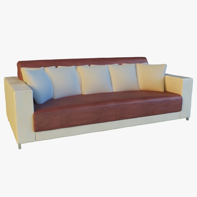 sofa leather pillows long Modèle 3D .c4d .max .obj .3ds .fbx .stl .blend 