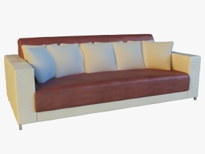 sofa leather pillows long Modelo 3D