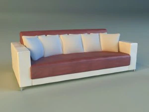sofa leather pillows long 3D Model