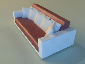sofa leather pillows long 3D Model
