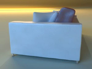 sofa leather pillows long 3D Model