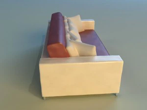 sofa leather pillows long 3D Model