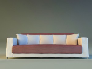 sofa leather pillows long Modèle 3D