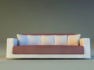 sofa leather pillows long 3D Model