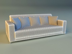 sofa leather pillows long Modèle 3D