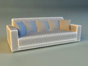 sofa leather pillows long 3D Model