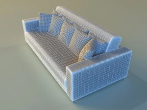 sofa leather pillows long 3D Model