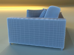 sofa leather pillows long Modèle 3D