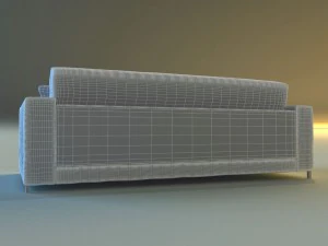 sofa leather pillows long 3D Model