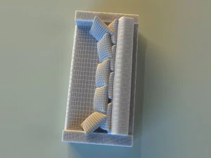 sofa leather pillows long 3D Model