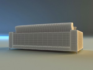 sofa leather pillows long Modèle 3D
