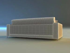 sofa leather pillows long 3D Model