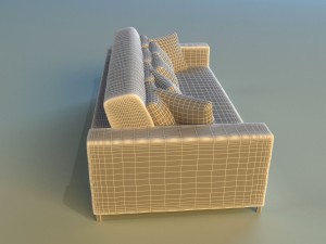 sofa leather pillows long Modèle 3D