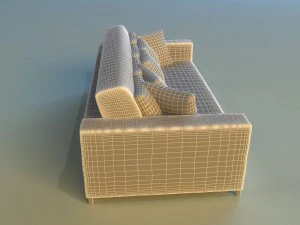 sofa leather pillows long 3D Model