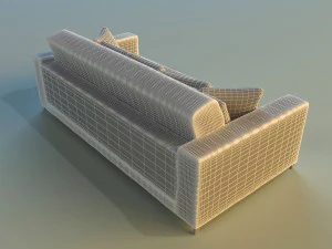sofa leather pillows long 3D Model