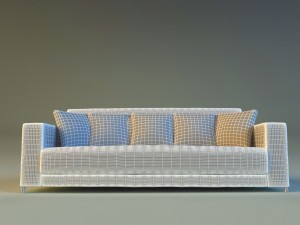 sofa leather pillows long Modèle 3D