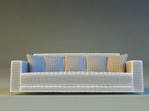 sofa leather pillows long 3D Model