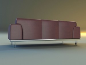 sofa leather modern steel 3D Model