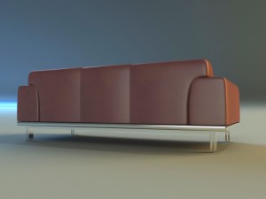sofa leather modern steel 3D Model