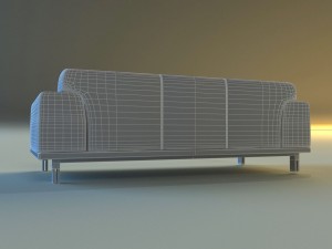 sofa leather modern steel 3D Model