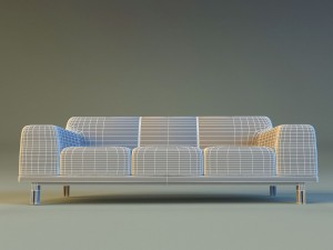 sofa leather modern steel 3D Model
