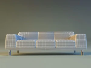 sofa leather modern steel 3D Model