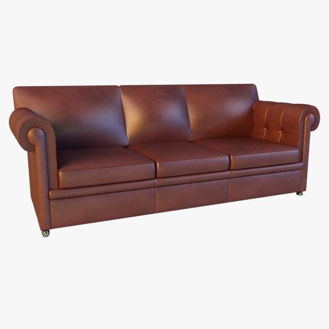 sofa leather classic red 3D Model .c4d .max .obj .3ds .fbx .stl .blend 