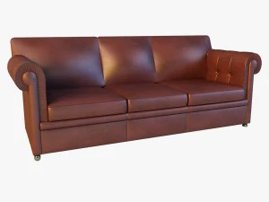 divano in pelle classico rosso Modello 3D