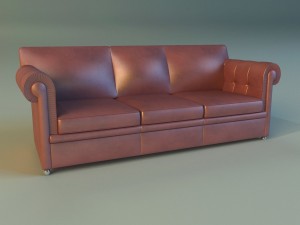 sofa leather classic red 3D Model