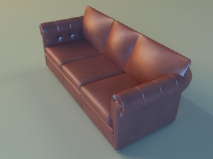 sofa leather classic red 3D Model