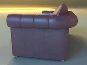 sofa leather classic red 3D Model