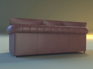 sofa leather classic red 3D Model