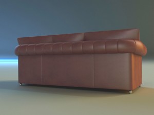 sofa leather classic red 3D Model