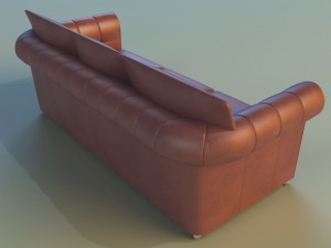 sofa leather classic red 3D Model