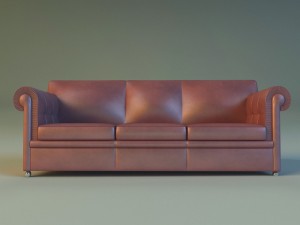 sofa leather classic red 3D Model