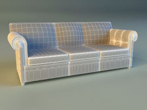 sofa leather classic red 3D Model